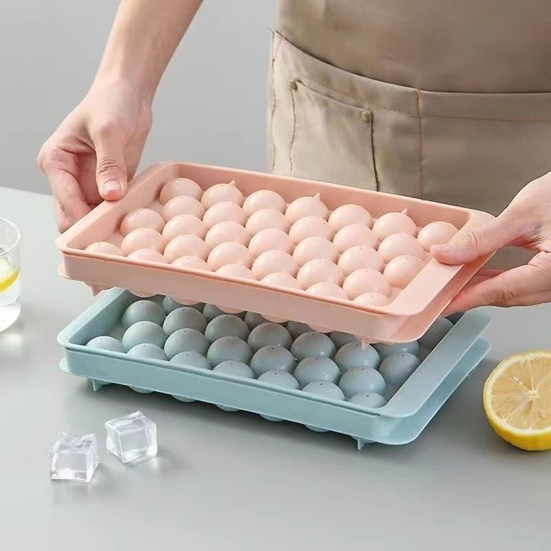 Homemade Ice Cube Mold PP Food Grade Round Sphere Ice Tray with Lid Freeze Ice Cube Maker Ice Bag Freezer for Home Use