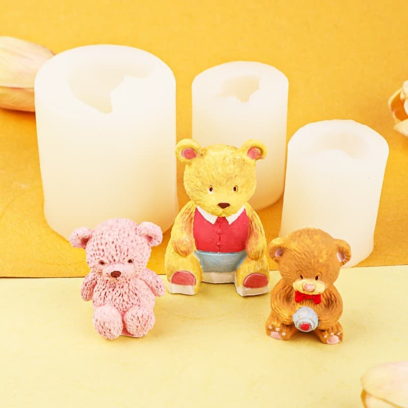 Cute Bear Toy Silicone Mold Ornaments Three-dimensional Cute Teddy Baking Aromatherapy Candle Fondant Chocolate Mold