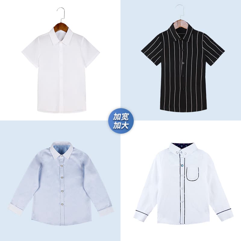 Plus-size children's white shirt, new spring/summer style, striped top for medium and large children, plus size shirt, dropshipping available.