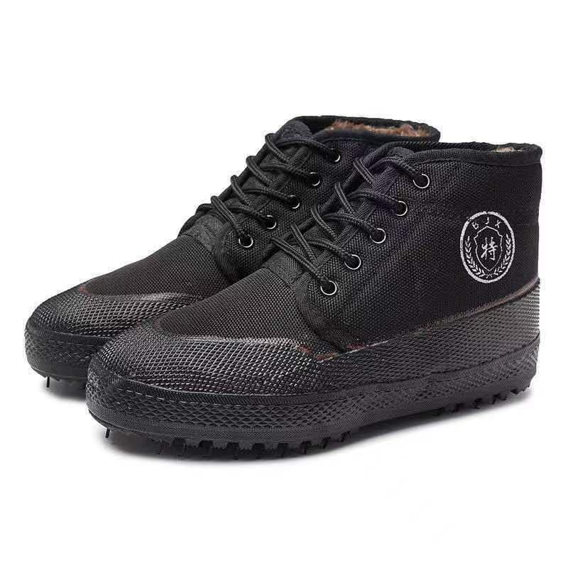 High-Top Fleece-Lined Cotton Shoes Liberation Shoes Men Thickened Warm Rubber Shoes Migrant Worker Labor Protection Shoes Wear-Resistant Snow Boots