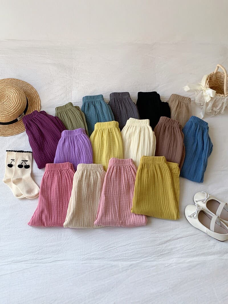 2026 New Korean Style Children's Cotton Gauze Mosquito-Proof Pants, Unisex Baby Loose Ankle-Length Pants, Candy Color Versatile Bloomers