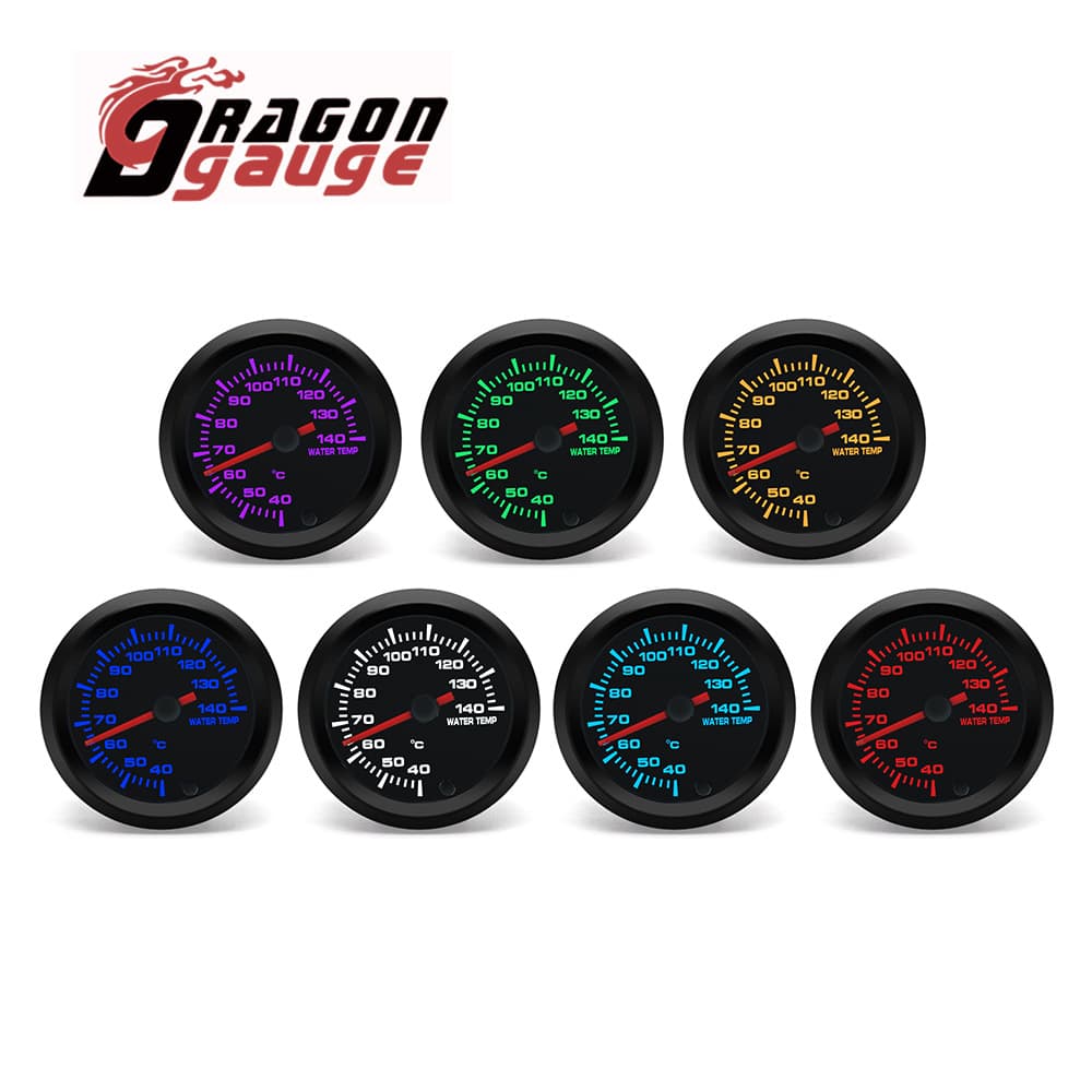 Car Modification Water Temperature Gauge 52MM/12V Universal RGB Backlight Racing Water Temp Gauge