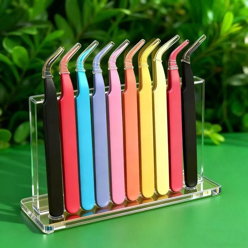 Stainless Steel Tweezers for Eyelash Beauty Tools, Colorful Craft Tweezers, Nail Art Rhinestone Tweezers, Straight and Curved Tweezers