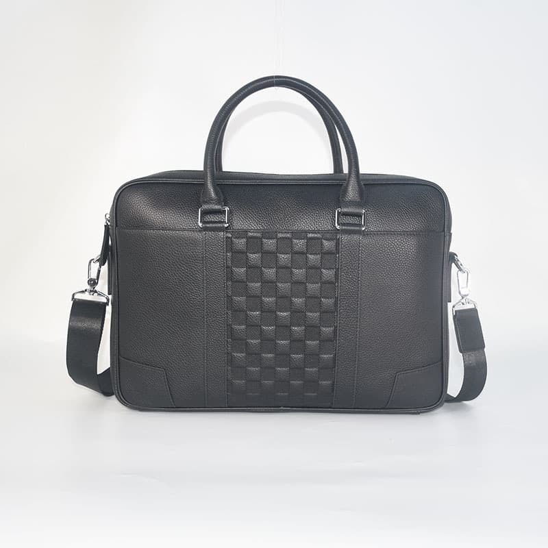 Double zipper first layer cowhide briefcase Briefcase business computer bag large capacity men's handbag shoulder bag