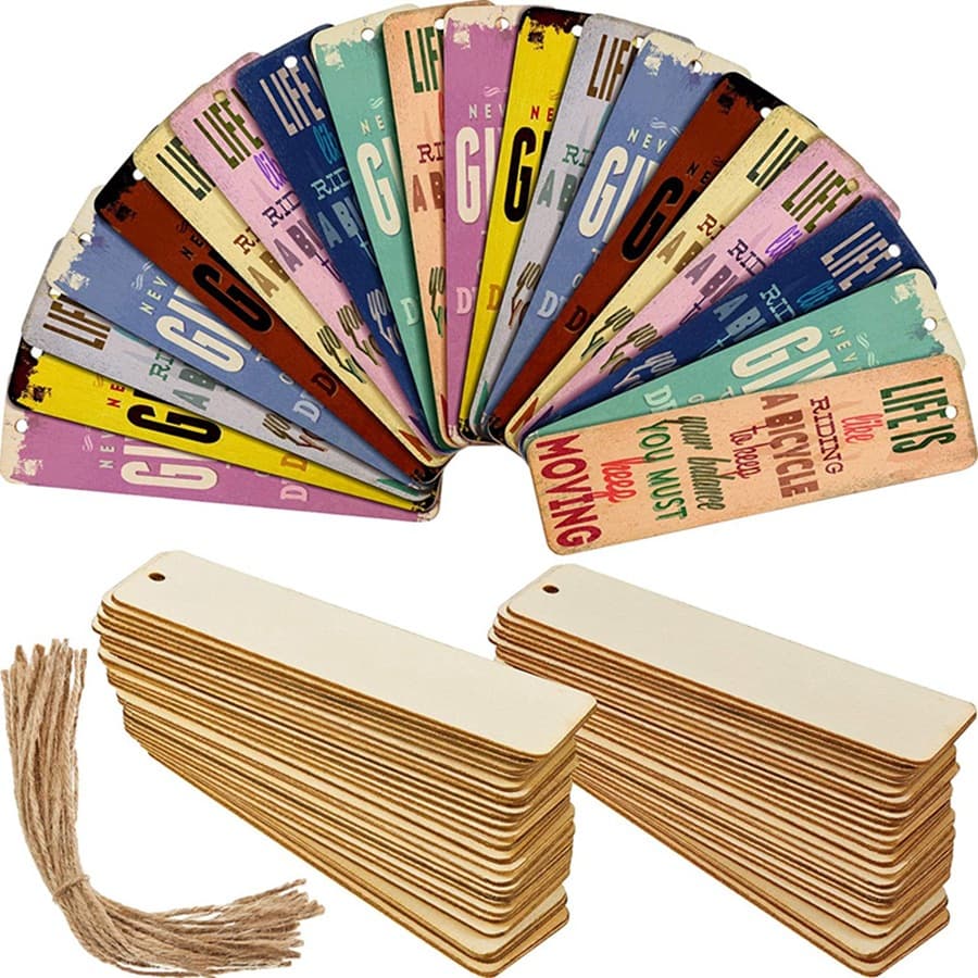 Amazon Wooden Blank Bookmarks DIY Wood Craft Bookmarks Unpolished Wooden Bookmarks Rectangular Blank Tags