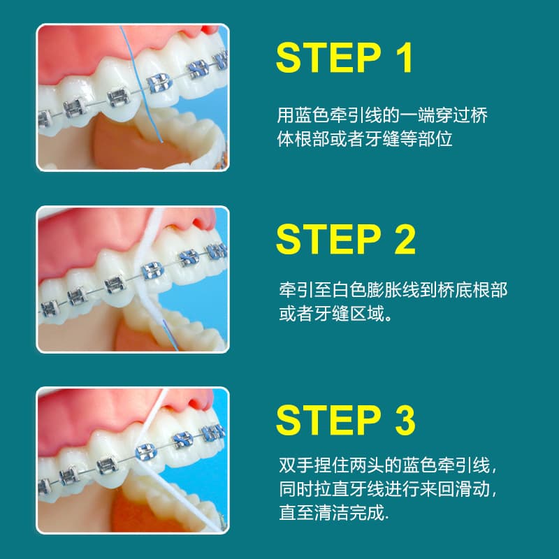 Professional Orthodontic Dental Floss Roll 50m Fluffy Thread Portable Paper Box Clean Interdental Gaps Gentle Expanding Floss