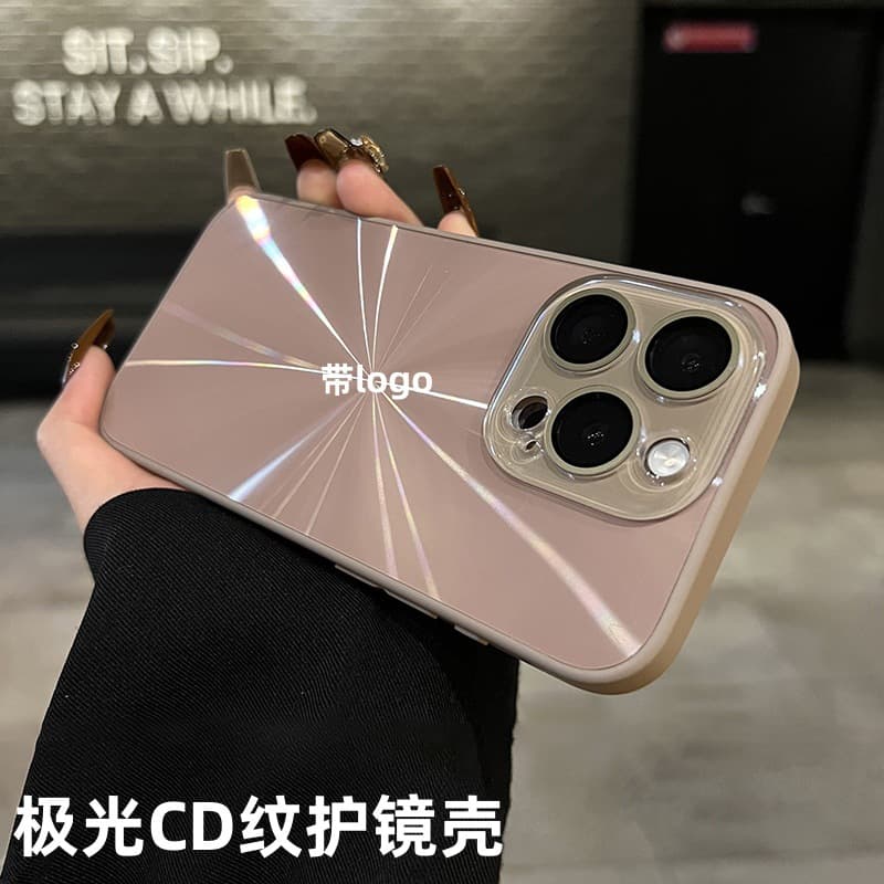 For iPhone 16 Pro Max Phone Case CD Pattern Aurora Laser Nano Lens Film Apple 13 Protective Cover 15