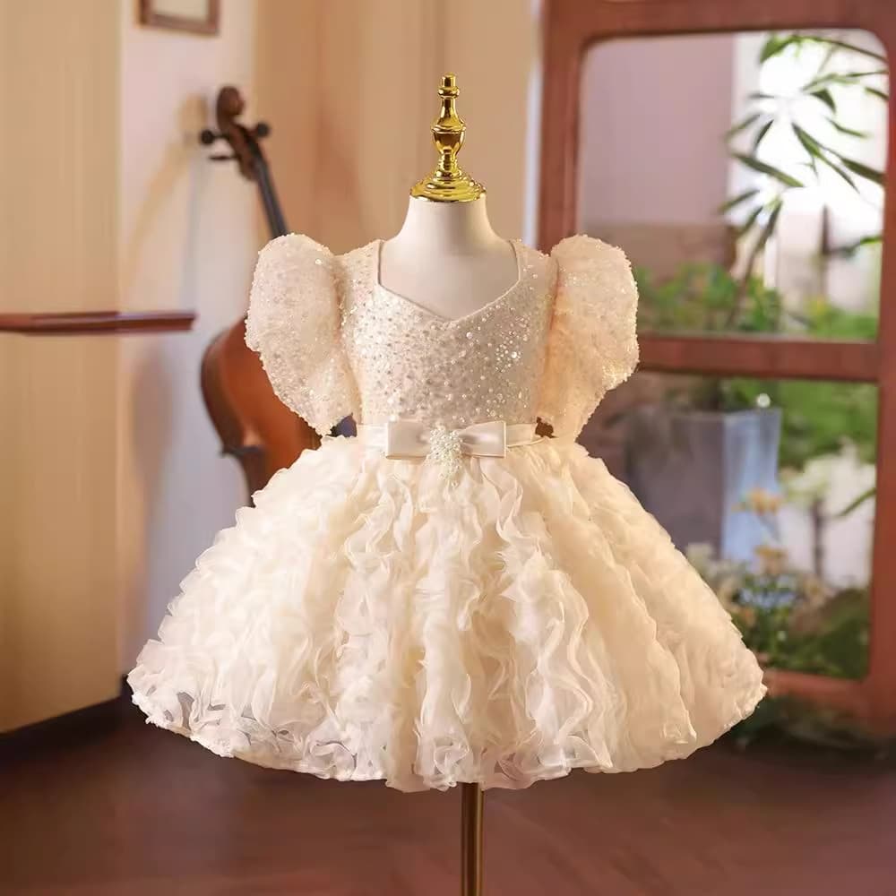 Children's Dress 2026 New Flower Girl Baby Girl's First Birthday Party Princess Dress Little Girl Performance Costume