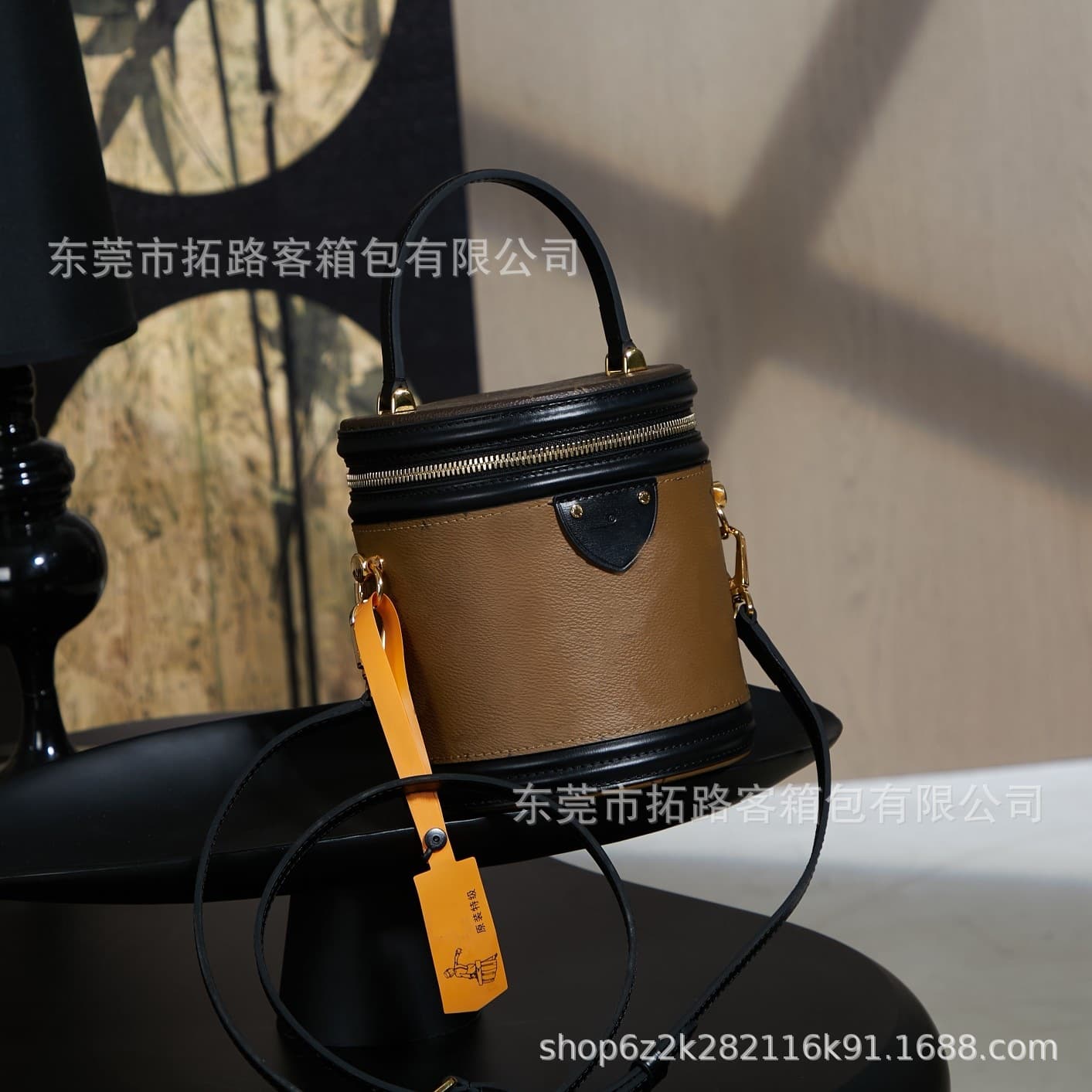 M&LV Classic Cross-Border Trade Monogram Small Fortune Bucket Bag for Women, Genuine Leather Bucket Bag