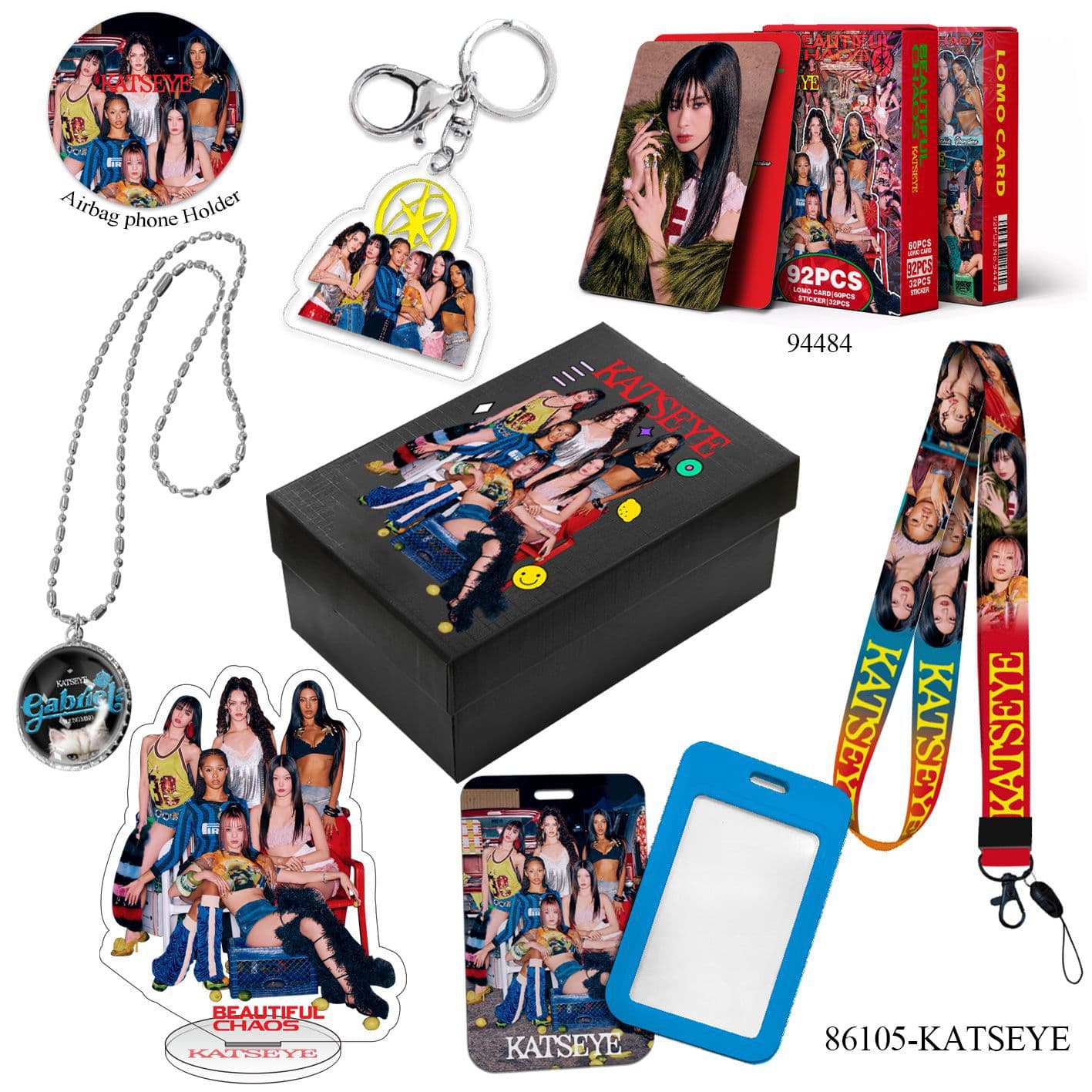Customized girl group KATSEYE small gift box, card holder, stand, necklace, greeting card, keychain pendant star chasing set