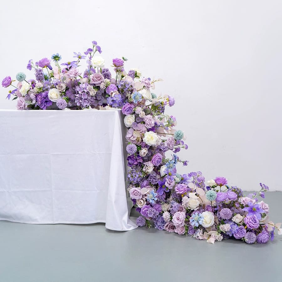 Wholesale wedding and birthday banquet hall artificial flowers long table flower floor flower arrangement scene layout artificial flowers finished decorative flowers