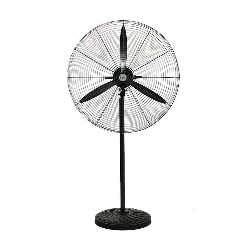 High-power mechanical oscillating industrial electric fan, powerful wall-mounted floor fan, large airflow commercial horn fan.