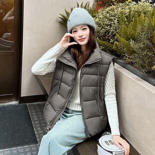 Export Winter Down Cotton Vest Stand Collar Versatile Sleeveless Jacket Korean Style Loose Casual Cotton Vest Back Vest Coat