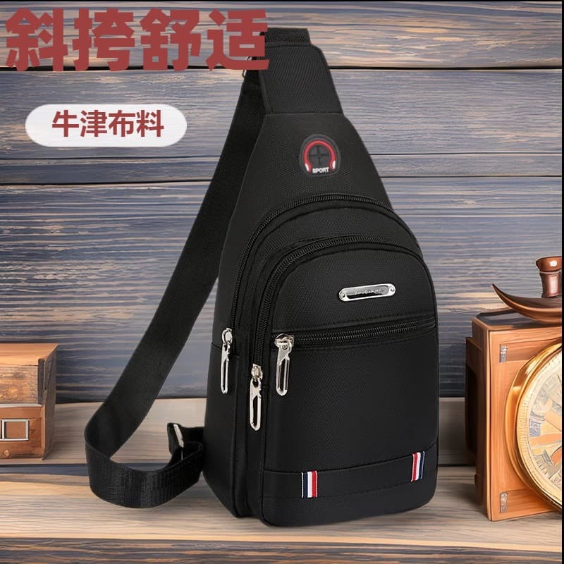 Waterproof and Durable Men's Chest Bag 2024 New Oxford Cloth Single Shoulder Crossbody Small Backpack Three-Layer Large Capacity Crossbody Bag