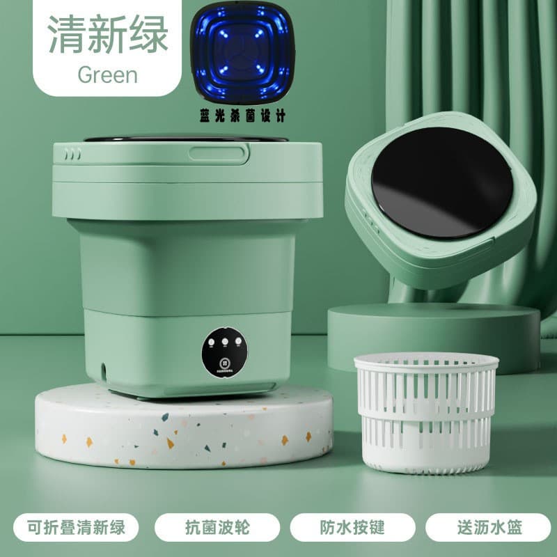 Foldable 8-in-1 Washer-Dryer Combo, Small Washing Machine for Dormitory Students, Baby Use, Portable