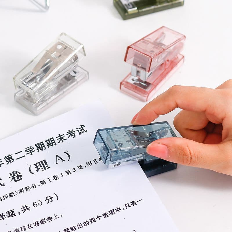 Cross-border Special Transparent Mini Stapler Student Small Handheld Cute Stapler Stationery
