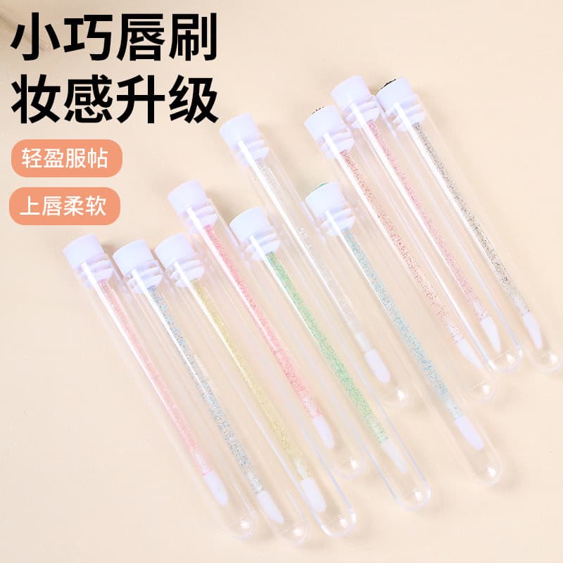 Lip brush disposable tube with diamond crystal rod lip brush lip glaze brush portable beauty brush makeup brush test tube brush