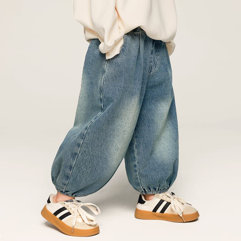 Spring Autumn Boys Jeans Pants Korean Style Lantern Pants Long Pants for Middle And Small Children Comfortable Cotton Denim