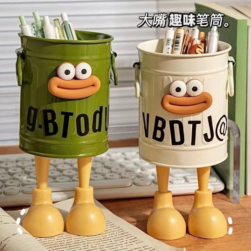 ins high-looking cartoon personality pen holder student desktop office large capacity cute simple retro storage bucket