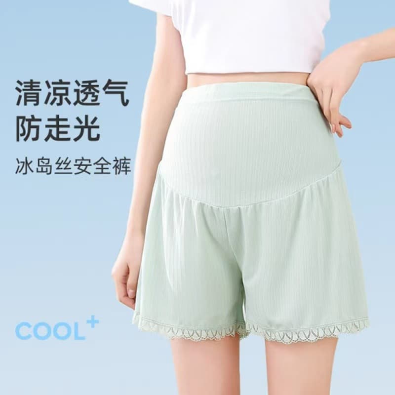 Maternity safety shorts, anti-exposure, summer thin loose plus size maternity leggings, ice silk shorts for petite women.