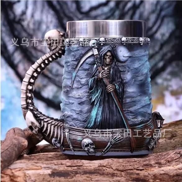 Death Series Beer Mug Angel Devil Silver Sword Stainless Steel Mug Beer Cup Creative Personalized Gift Ornament