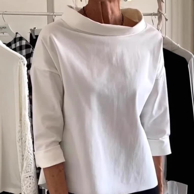 Elegant Long Sleeve Half High Collar Women's Sweatshirt Cotton Polyester Blend Comfortable Mid-Length Commute Style Shirt