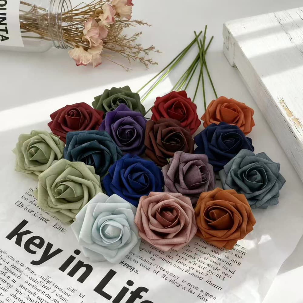 Amazon Bouquet Dye Gift Box PE Foam Rose 8cm Carrier Rod Artificial Flower Home Decoration Flower Arrangement