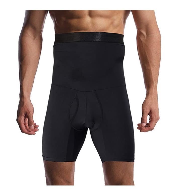 In Stock European and American Men's Silicone Non-Slip High-Waist Shapewear Boxer Briefs Tight Tummy Control Shorts