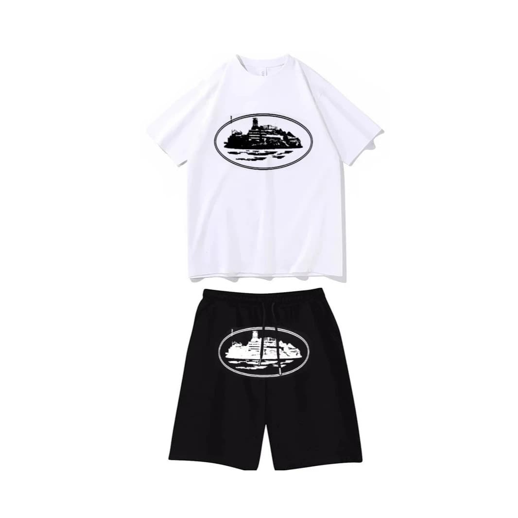FW23 Corteiz Rules The World Tee Alcatraz pattern printed T-shirt cotton short-sleeved top