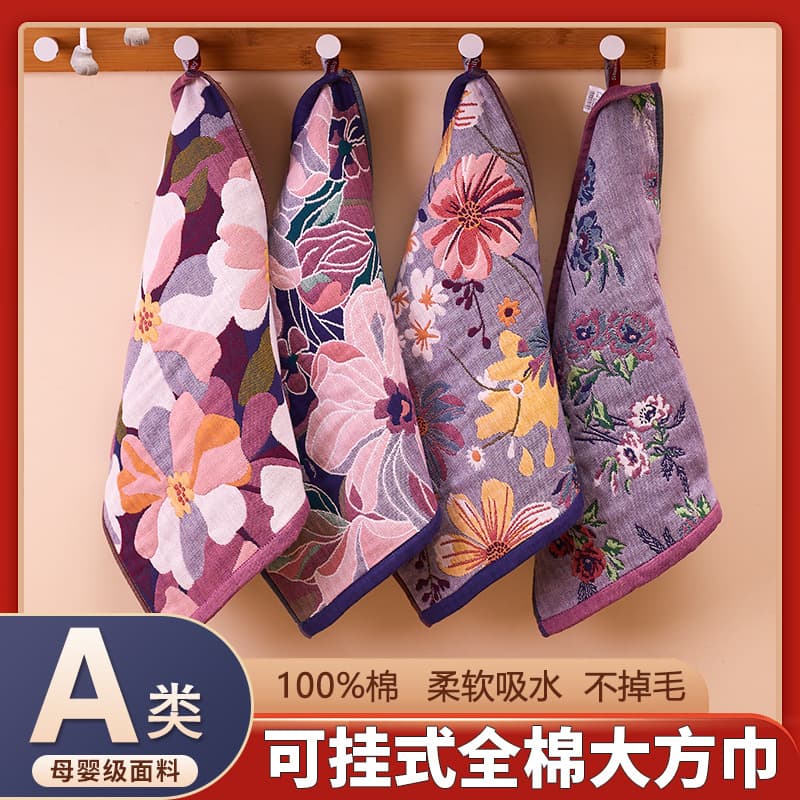 Gauze large square towel 100% cotton face wash household absorbent lint-free national style small towel cotton children's face wash towel