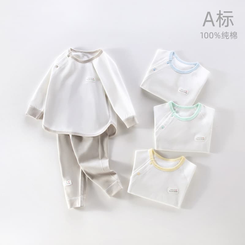 Newborn baby underwear set pure cotton type A boneless winter bottoming inner wear children's high-waisted belly pants autumn clothes