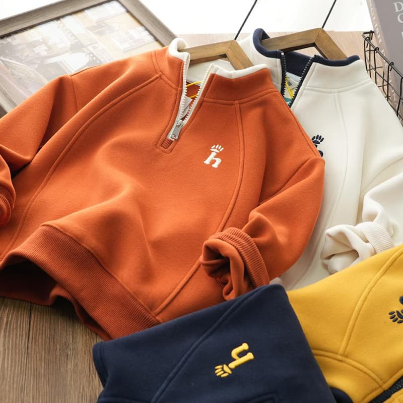 Children's clothing, boys' sweatshirts, autumn clothing, 2026 new medium and large children's half-zip tops, girls' T-shirts, children's casual tops