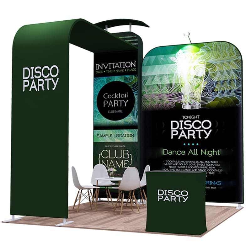 Eco-Friendly Heat Transfer Fabric Backdrop Display Stand for European and American Exhibitions, Portable Exhibition Ceiling Ring Suspension
