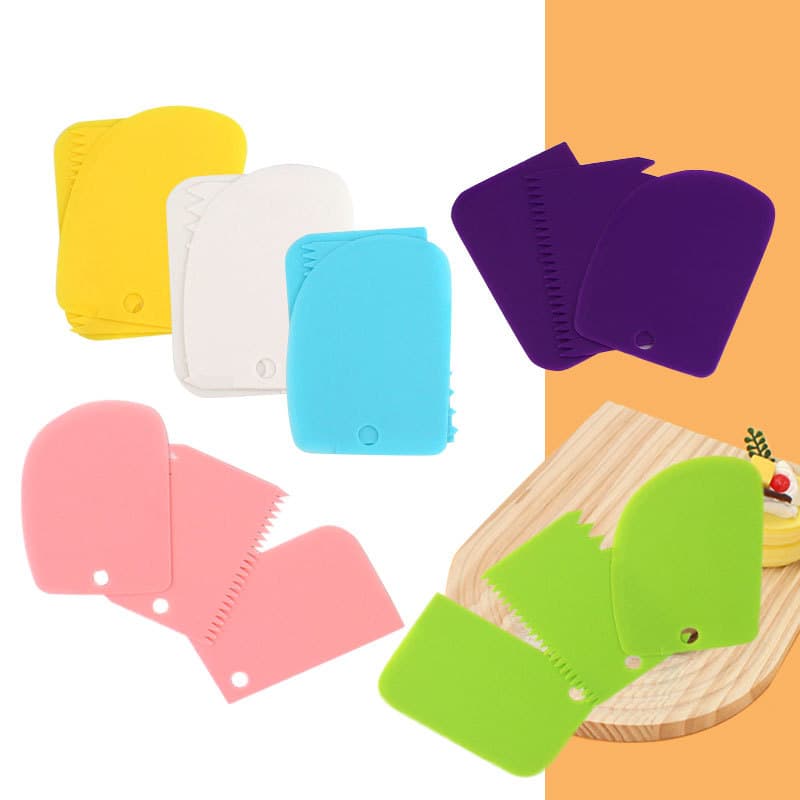 In-Stock Cream Scraper Three-Piece Set, Cream Cake Scraper Comb, Household Dough Cutter, DIY Baking Tool