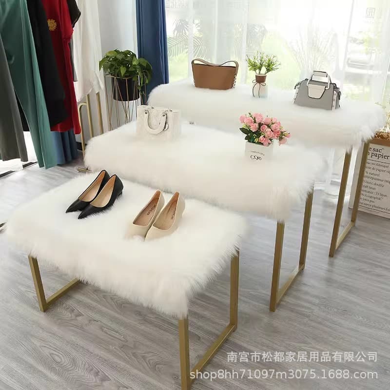 Plush Bedside Table Plush Cushion Imitation Wool Chair Cushion Desktop Cushion Dressing Table Cushion Coffee Table Tablecloth Display Cushion