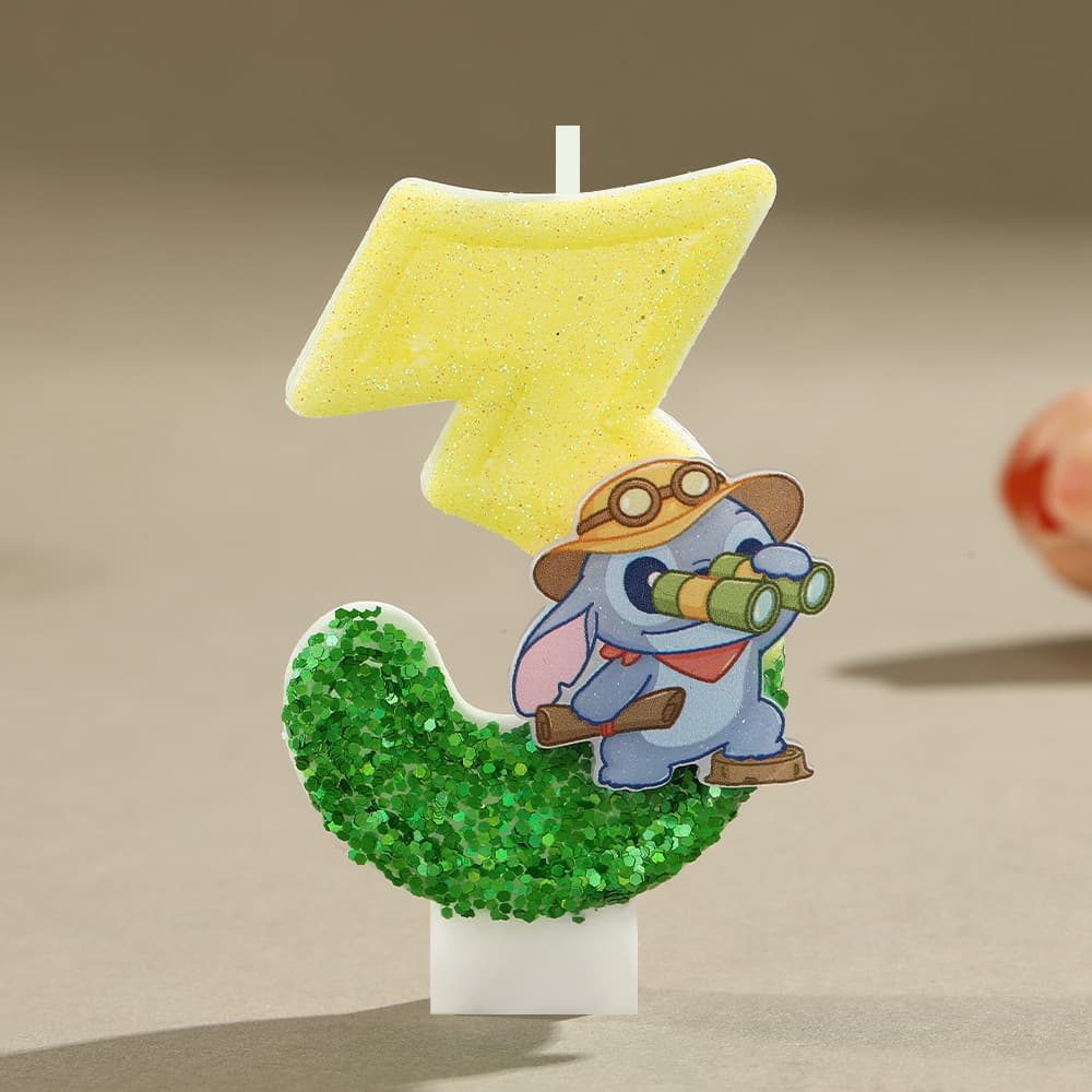 Cross-border Telescope Stitch Digital Birthday Candle Cartoon Adventure Kids Birthday Party Cake Decoration Candle