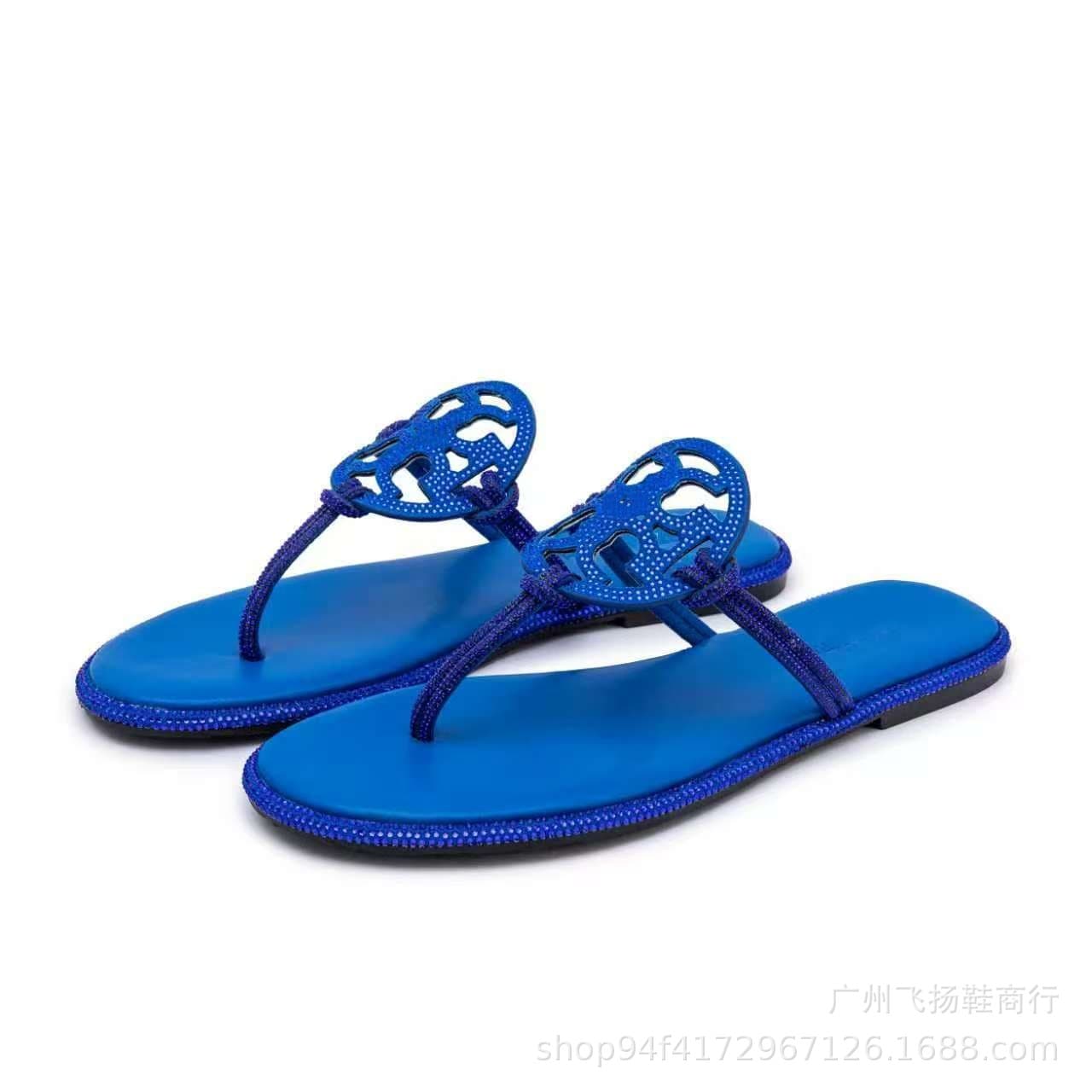 Women's Leather Flip Flops TB Beach Sandals Cross-border Trade Ladies Thong Slippers New Style