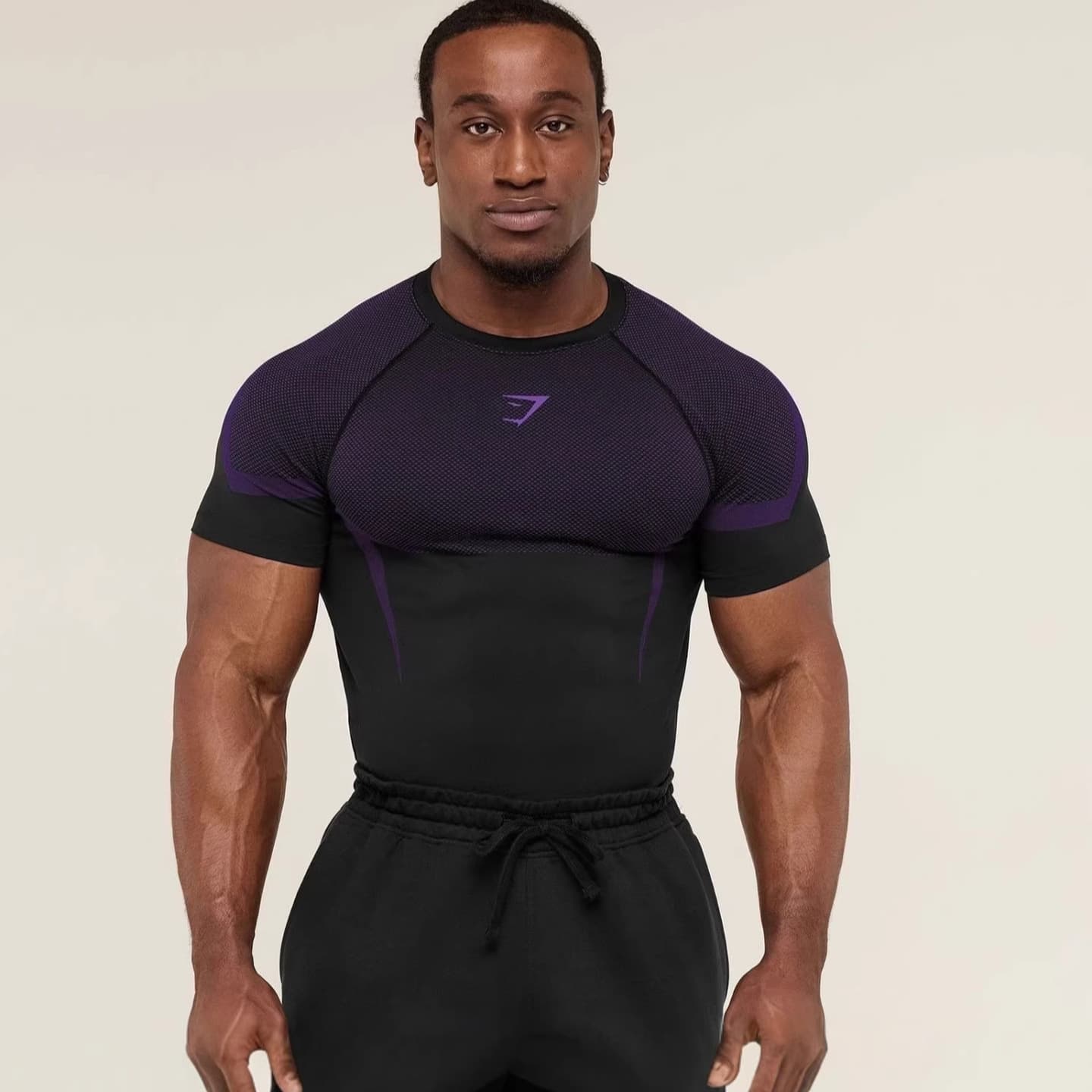 GYMSHARK/ONYX5 men's T-shirt sports fitness quick-drying breathable elastic round neck short-sleeved tight training clothes