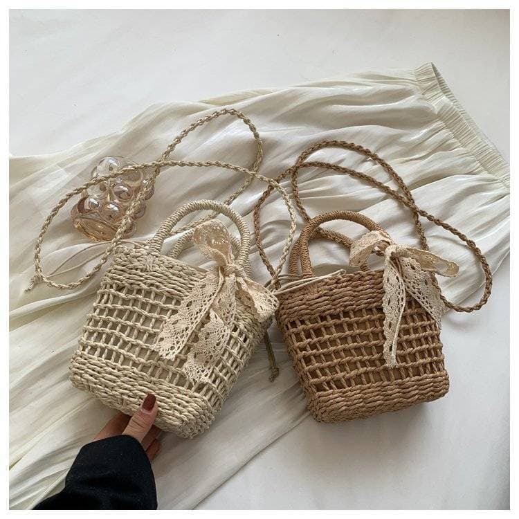 Summer Woven Straw Bag for Women, New Trendy Niche Design Crossbody Bag, Woven Handheld Basket Bucket Bag LC