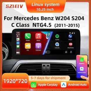 Car DVD Navigation Reverse Camera for Mercedes-Benz C-Class W204 Center Console 10.25-inch Carplay Player