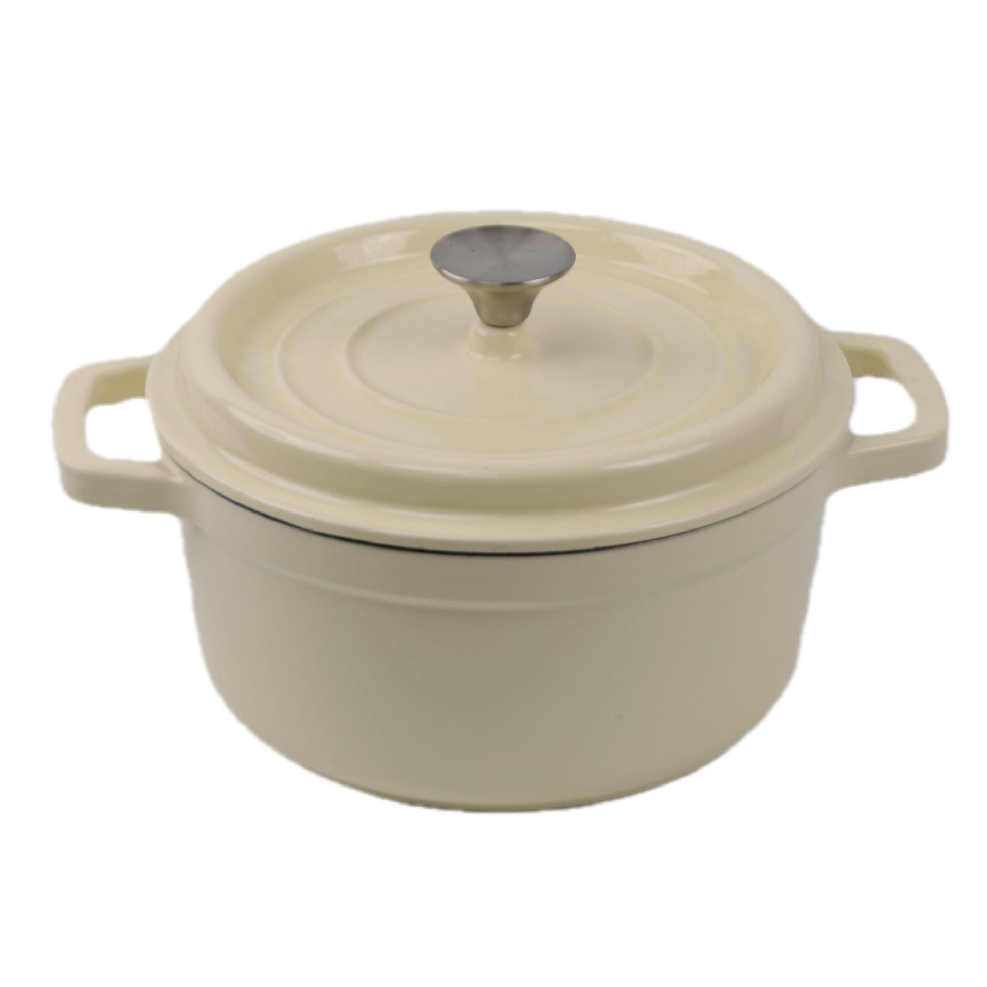 24cm Cast Iron Enameled Pot Double Ear Stew Pot Classic Stew Pot Flat Bottom Pot Coating-Free Healthy Cookware Enamel Pot
