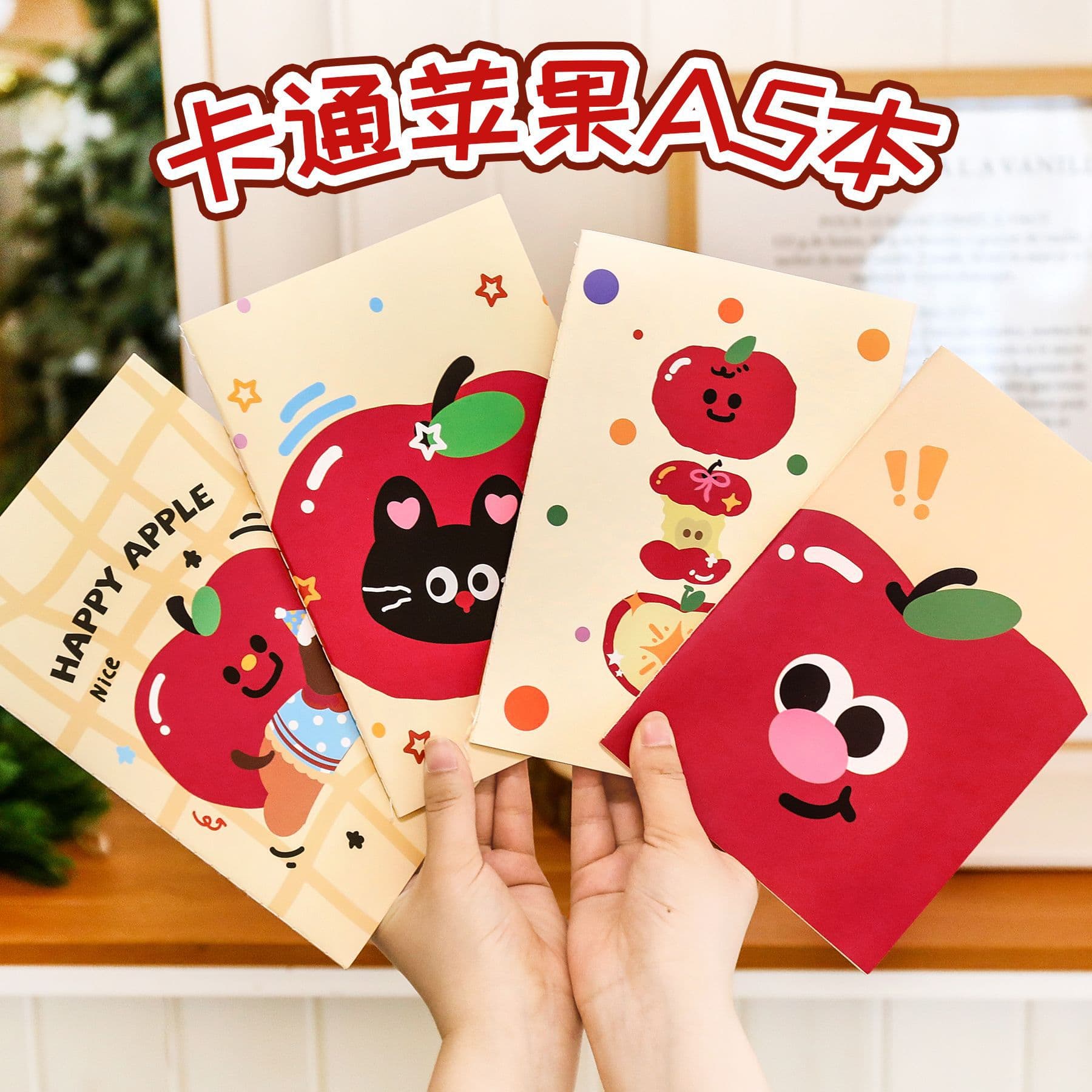 Cute Apple Cat A5 Notebook Learning Stationery Class Reward Gift Student Stationery Gift Notebook