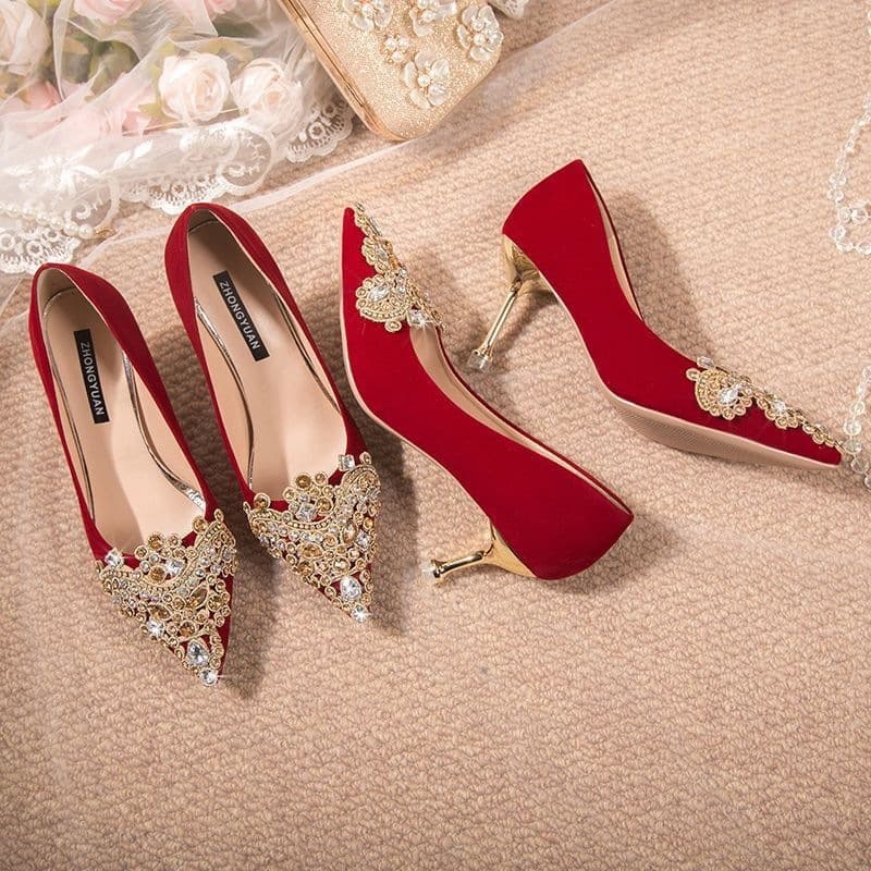 Niche Thin Heel Xiuhe Dress Wedding Dress Dual-Purpose Design 2026 New Rhinestone Wedding Shoes Bride Heels for Women