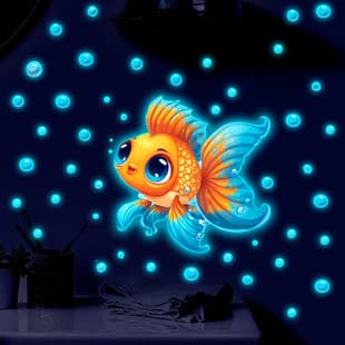 Cross-Border Goldfish Bubble Glow-in-the-Dark Wall Stickers, Fluorescent Decorative Stickers for Kindergarten, Bedroom, Living Room, and Kids' Room