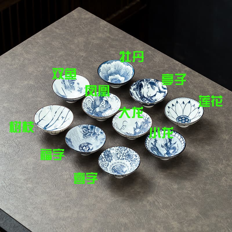 [Blue and white bamboo hat cup] Tea cup guest cup Dehua white porcelain mutton fat jade porcelain tea cup tea set Kung Fu tea set