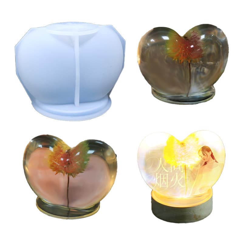 DIY Epoxy Resin Mold 3D Heart Ornament Silicone Mold Specimen Display Mold Cross-Border Supply