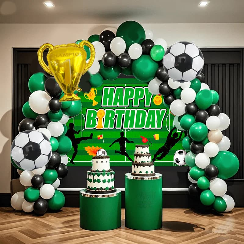 127-Piece Soccer Theme Birthday Backdrop Balloon Arch Set Sports Aluminum Foil Balloons Birthday Decoration