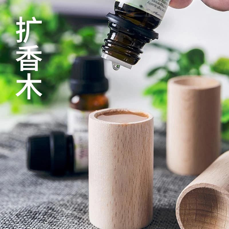 Cross-border Cylindrical Perfume Essential Oil Diffuser Wood for Car Interior Living Room Aromatherapy Scented Wood Beech Wood Aromatherapy Wholesale