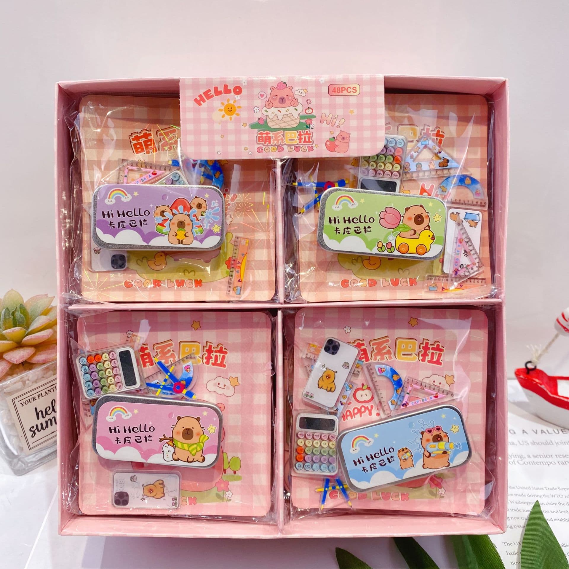New cultural and creative Kapibara mini stationery set cute cartoon creative miniature stationery scene play house