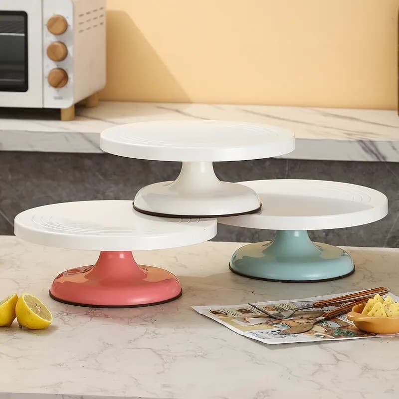 Baking cake turntable, mounting table, plastic aluminum alloy wheat straw tray rotating household tool set, sufficient supply